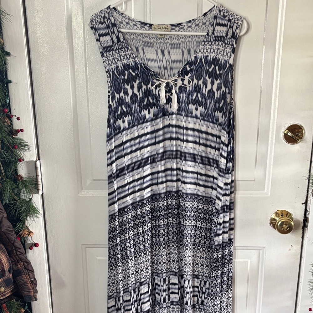 Live and Let Live Blue and White Patterned Dress